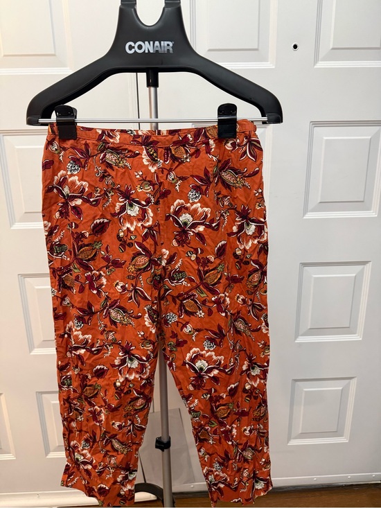 White Stag Pants - White Stag Floral Pants in Rust and Cream with Maroon Accents